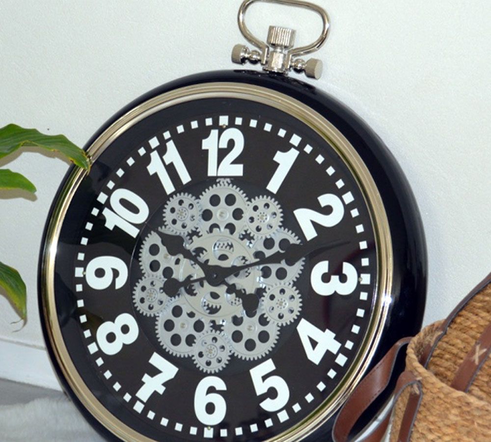 Reloj Engranajes Negro 50 cm